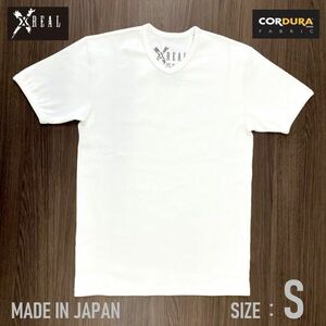 XREAL 日本製 ヘビーウェイト ｔシャツ コーデュラCORDURA 生地 白 S スリムタイプ 厚手 アメカジ アウトドア 嫌なタグ類なし