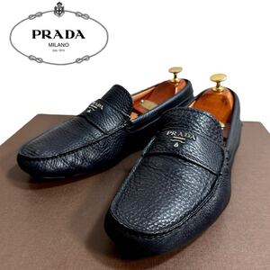 【本物保証】美品◆ PRADA プラダ ◆シボレザー　 ローファー レザーシューズ レザースニーカー 革靴 サイズ7 26cm相当