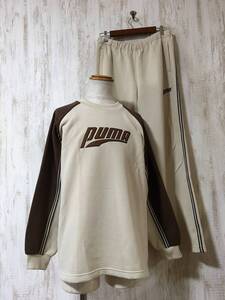 J190☆【90s 00s ヴィンテージ スウェットシャツ パンツ セットアップ】PUMA プーマ ベージュ L