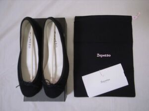 ●38.5 24cm 24.5cm レペット 51162-1-57511 バレエシューズ repetto ブラック スエード 黒