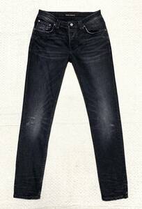 新品同様:Nudie Jeans.ストレッチ スリム スキニー デニム 33×32(GRIM TIM BREAKING BLACK/イタリア製/UK パンク/W83股下80 raleigh glamb