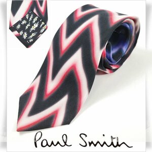 未使用1円～★定価1.5万 ポールスミス Paul Smith 日本製 シルク絹100% ネクタイ ブラック 正規店本物 ◆4296◆