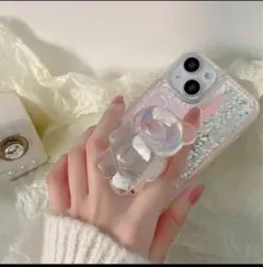 新品✨クリスタルベア❤️スマホグリップ