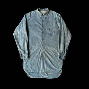 Anachronorm 30s Style Distressing Chambray Pullover Long Shirt アナクロノーム ヴィンテージ加工 シャンブレー プルオーバーシャツ