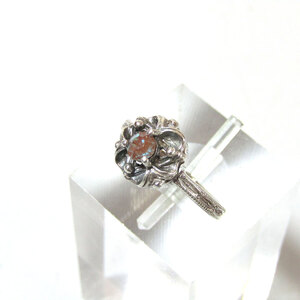 ★Antique design Saphiret glass silver ring (size10)