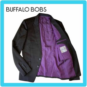 美品★BUFFALO BOBS★バッファローボブズ★テーラードジャケット★ストライプ★2B★サイドベント★総裏★黒★紫★2