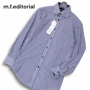 【新品 未使用】 m.f.editorial タカキュー 通年 日本製生地 ノーアイロン 長袖 ストレッチ チェック シャツ Sz.S　メンズ　C4T07581_8#C