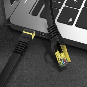 【送料無料】 CAT8 きしめん フラット LANケーブル 20m 超高速 40Gbps 2000MHz SFTP RJ45コネクター 爪折れ防止 二重シールド