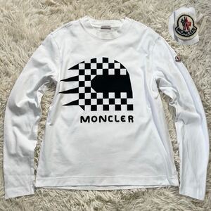 美品!!! モンクレール MONCLER ロンT カットソー LS T-SHIRT 長袖Tシャツ ロングスリーブ ロゴ ワッペン ホワイト 白 メンズ 現行 正規品