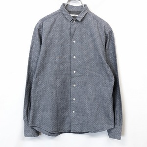 シップス SHIPS シャツ スリムフィット Slim Fit 浅襟 ドット柄 フレンチフロント 長袖 綿100% M ヘザーネイビー 杢紺 メンズ 男性