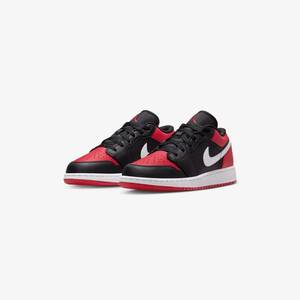 ナイキ 22.5cm US3.5Y エアジョーダン 1 ロー GS ブラック レッド NIKE AIR JORDAN 1 LOW (GS) ジュニア キッズ シューズ 子供用運動靴 066