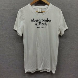 F123 Abercrombie & Fitch アバクロンビー&フィッチ A＆F Tシャツ 半袖 カットソー フロント ロゴ 刺繍 アメカジ クルーネック ホワイト M