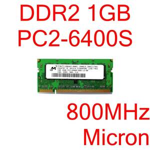 DDR2 SO-DIMM PC2-6400S 1GB 1枚 計1GB ノートパソコン用メモリ Micron MT8HTF12864HY-800E1 [D2S#198]