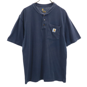 カーハート 半袖 ヘンリーネック Tシャツ M ネイビー Carhartt ポケT ORIGINAL FIT メンズ