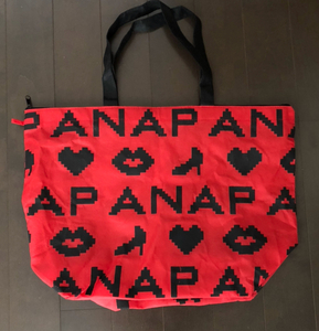 ANAP エコ トート バッグ ショッピング 買い物 ショルダー 赤 シェア 大きめ ハート ロゴ