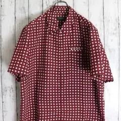 KAKA　カズタカカトウ　総柄プリント　ジップアップシャツ　半袖シャツブルゾン
