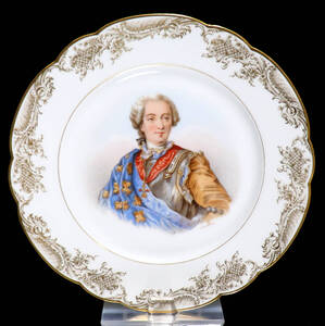 オールド・セーブル (SEVRES) 1846年製 フランス王ルイ15世 金彩 大型 24cm 飾り皿 王からの発注 プレート マイセン ゴールド アンティーク