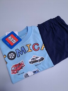 新品 未使用 トミカ　はたらくくるま　90　 半袖Tシャツパジャマ 部屋着 ルームウェア パトカー　消防車　即決 送料無料 　Aら