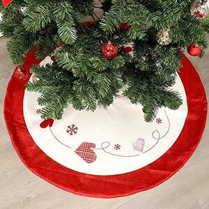クリスマスツリースカート ツリー下用 クリスマス飾り 直径120cm 円形 不織布製 刺繍 下敷物 ツリースカート 雪の結晶 手袋 ハート柄
