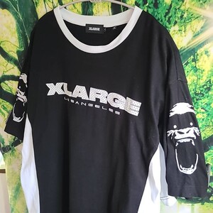 エクストララージ XLARGE 刺繍ロゴ Tシャツ 黒　白 ブラック 半袖 Tシャツ ストリート 