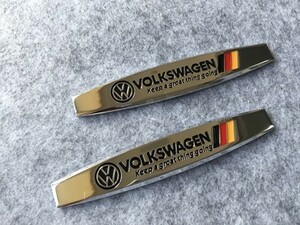 ★フォルクスワーゲン VOLKSWAGEN★44★ 金属ステッカー エンブレム デカール 2枚セット 車用装飾 プレート スクラッチを隠す シール装飾