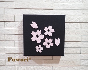 【15×15cm】軽量ファブリックパネル_夜桜（木製パーツ）P2-33