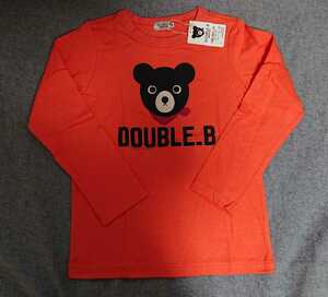 未使用 ミキハウス ダブルB オレンジのB君 ロゴ 長袖Tシャツ 130