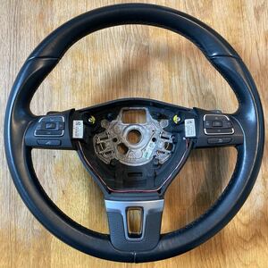 VW Volkswagen GOLF Steering wheel フォルクスワーゲン ゴルフ6 TSI 純正 レザーステアリング 左右スイッチ パドルシフト 通電未確認