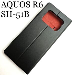 AQUOS R6(SH-51B)用レザーケース★スリムタイプ★サイドマグネット付★スタンド機能付★カード入付★ELECOM★ブラック