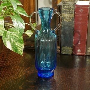 英国イギリスアンティーク ガラスベース 青色が綺麗な花瓶 コバルト Blue Vase 1930年代 S078