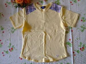 美品 バーバリー半袖Ｔシャツ Ｓ 黄色 ノバチェック＆ホースマーク刺繍