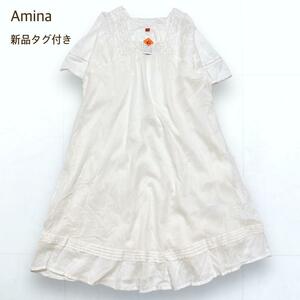 【新品】Amina アミナ レース襟 シャーリーワンピース 裏地付き ゆったり インド製