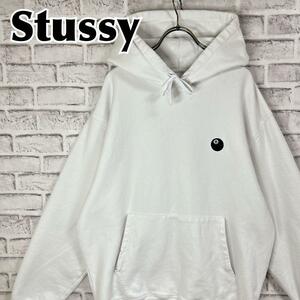 stussy ステューシー パーカー エイトボール ワンポイント刺繍ロゴ XL 冬服 秋服 古着 プルオーバー ストリート 人気デザイン シンプル