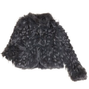 ●美品 Fox Fur Jacket 豪華フォックスファー リバーシブル ジャケット M チャコール×ブラウン ショートコート リアルファー 毛皮 女性用