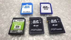 *SanDisk/popmate/など　ＳＤメモリーカード 　4GB　5枚セット 中古動作品　