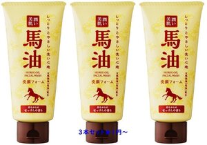 【1円スタート】 馬油 洗顔フォーム 昔ながらの石鹸の香り 3本セット(120g)