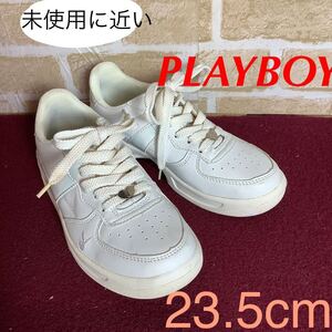 【売り切り!送料無料!】A-269 PLAYBOY!スニーカー!白!ホワイト!23.5cm!プレイボーイ!普段ばき!通学!未使用に近い!