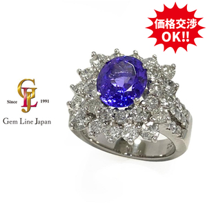 GRJ鑑別書付 タンザナイト 2.99ct ダイヤモンド 2.40ct プラチナ リング