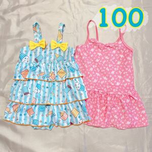 【美品】女の子＊ワンピース水着 2枚セット＊100㎝ キッズ 子供