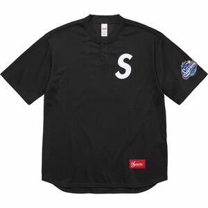 24AW Supreme S Logo Baseball Henley Black XL シュプリーム エス ロゴ ベースボール ヘンリー ブラック WEEK1 シャツ ヘンリーネック TEE