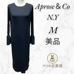 【美品】Aprose＆Co N.Y ワンピース ロング 長袖 ブラック M