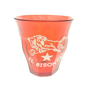 IL BISONTE DURALEX PICARDIE イルビゾンテ ピカルディ グラス 32 レッド クリア コラボ タンブラー フランス製 喫茶店 食器 中古