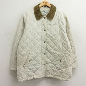 古着 エルエルビーン LLBEAN 長袖 キルティング ジャケット レディース 90s 襟コーデュロイ 白系 ホワイト 23dec09 中古 アウター ジャ