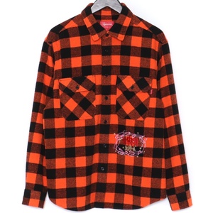 SUPREME 1-800 Buffalo Plaid Shirt Sサイズ オレンジ シュプリーム バッファロープレイド チェック長袖シャツ 19AW