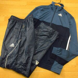 ◎美品！S 上下セット！adidas アディダス◆厚手 裏起毛 ジャージジャケット&ナイロンパンツ 秋冬！◆メンズ 紺◆BA1014