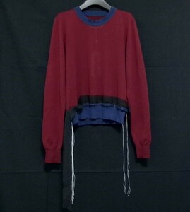 新品★Maison Margiela メゾンマルジェラ★デザイン ウールニット★ボルドー★シフォン★S★イタリア製