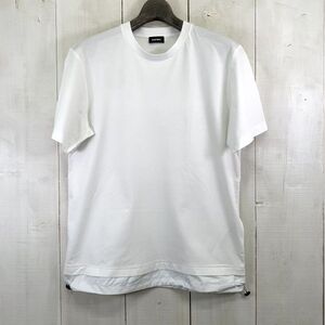 ディーゼル DIESEL クルーネック 裾レイヤードデザイン 半袖コットンTシャツ(M)ホワイト/186