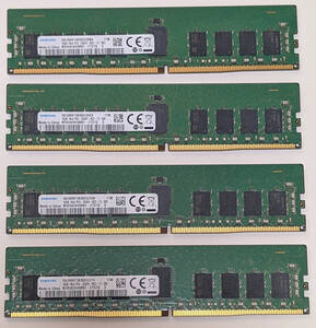 SAMSUNG サーバー用メモリ DDR4-2666MHz RDIMM(1Rx4,PC4-2666V,ECC,REG,16GB)【16GB４枚セット 合計64GB】（動作確認済、中古）B