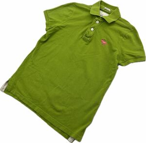 Abercrombie&Fitch ☆ 半袖 ポロシャツ グリーン タイトフィット レディース XL 夏 ヘビロテ カジュアル アバクロンビー＆フィッチ■BA273