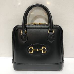 【GUCCI】グッチ ホースピット 1955 スモール トップハンドルバッグ 621220 2way ハンドバッグ ショルダーバッグ ブラック レザー ts202402